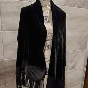 Charter Club Black Velvet Scarf with Fringe